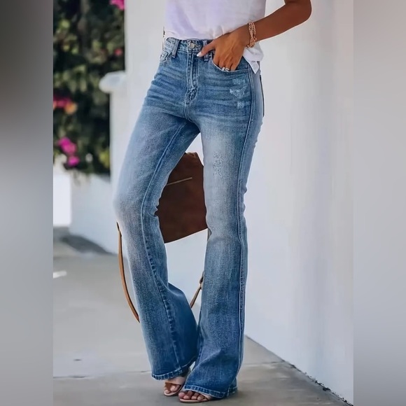 #4038 High Stretch Bootcut Chic Washed Denim Jeans - Picture 11 of 16